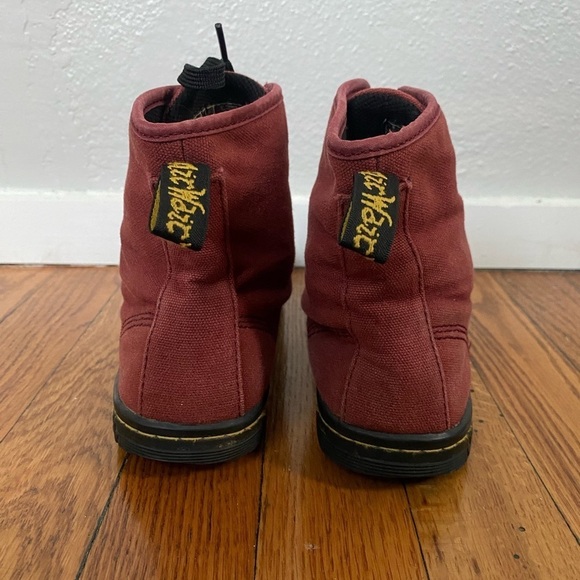 Dr Martens Shoreditch Red Canvas Lace Up Combat Grunge Boots Women’s 7 - Picture 6 of 9